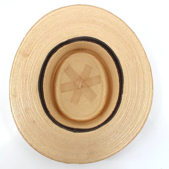 Vintage 1950s 1960s Straw Cowboy Hat Gambler Crown Mid Brim Cream Beige - Picture 10 of 12